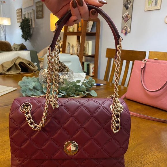 Maroon Quilted Kate Spade Crossbody - Picture 3 of 8
